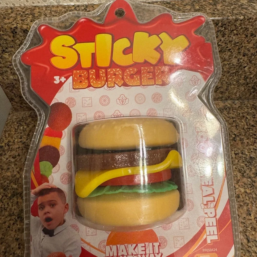 Sticky Burger Kids Toy - sensory fidget toy 100%‎ real peel